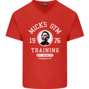 Micks Gym Training Boxing Boxer Box Mens V-Neck Cotton T-Shirt Red