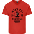 Micks Gym Training Boxing Boxer Box Mens V-Neck Cotton T-Shirt Red