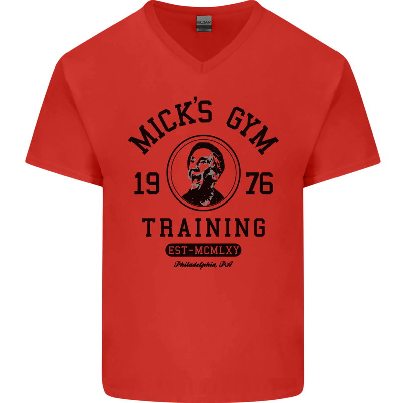 Micks Gym Training Boxing Boxer Box Mens V-Neck Cotton T-Shirt Red