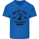 Micks Gym Training Boxing Boxer Box Mens V-Neck Cotton T-Shirt Royal Blue