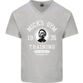 Micks Gym Training Boxing Boxer Box Mens V-Neck Cotton T-Shirt Sports Grey