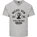 Micks Gym Training Boxing Boxer Box Mens V-Neck Cotton T-Shirt Sports Grey