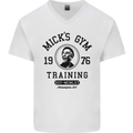 Micks Gym Training Boxing Boxer Box Mens V-Neck Cotton T-Shirt White