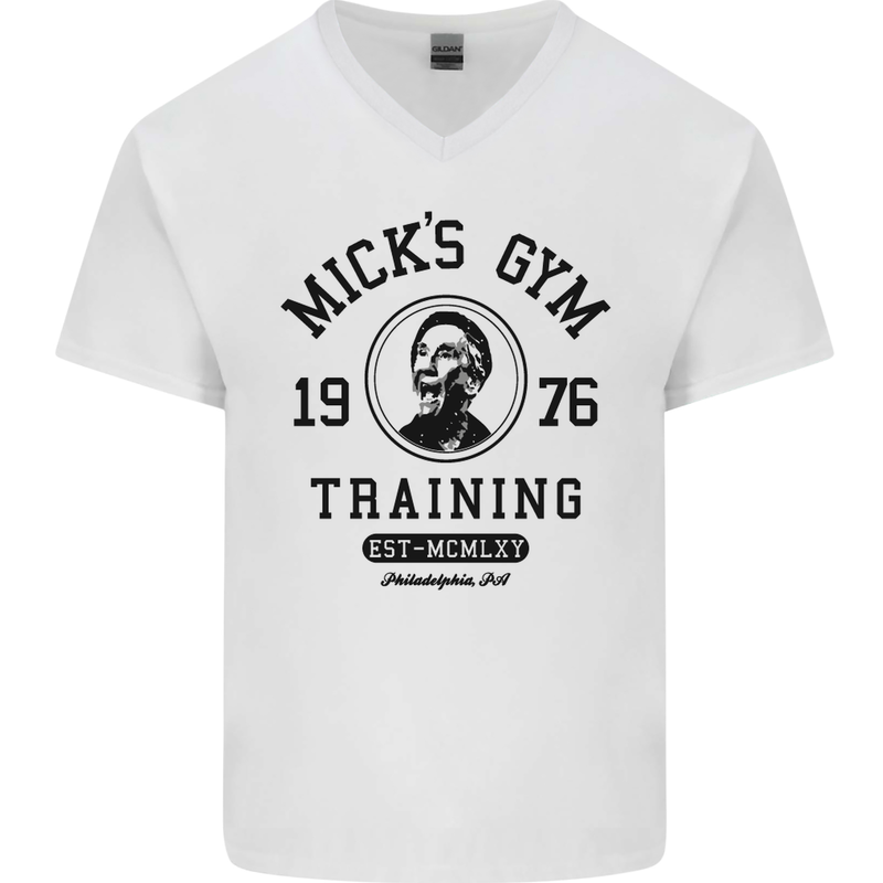 Micks Gym Training Boxing Boxer Box Mens V-Neck Cotton T-Shirt White