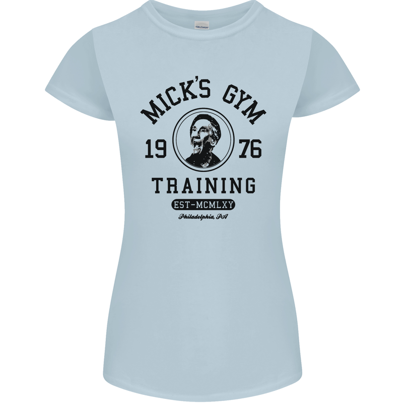 Micks Gym Training Boxing Boxer Box Womens Petite Cut T-Shirt Light Blue