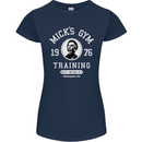 Micks Gym Training Boxing Boxer Box Womens Petite Cut T-Shirt Navy Blue