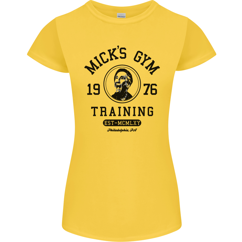 Micks Gym Training Boxing Boxer Box Womens Petite Cut T-Shirt Yellow