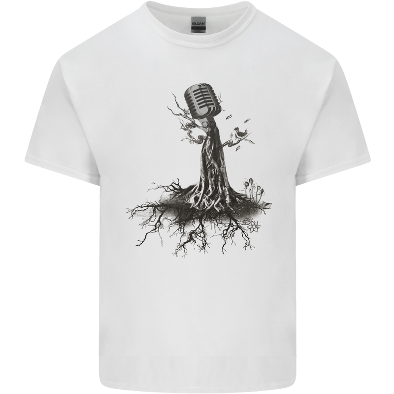 Microphone Tree Music Singing Singer Mens Cotton T-Shirt Tee Top White