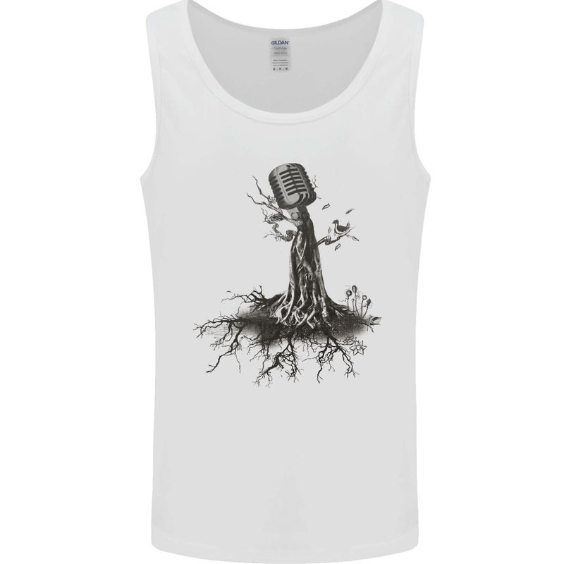 Microphone Tree Music Singing Singer Mens Vest Tank Top White
