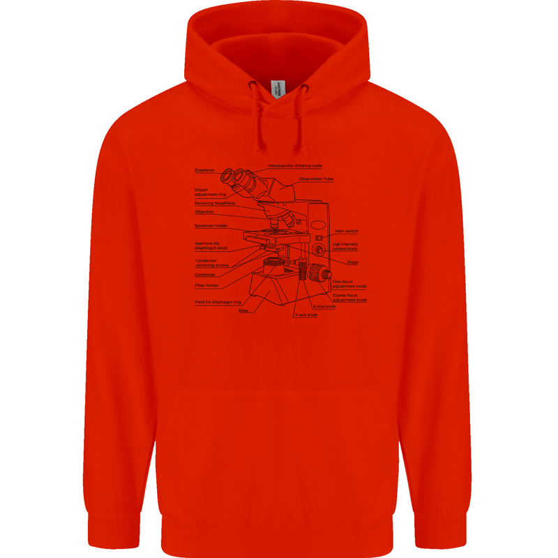 Microscope Biology Science Childrens Kids Hoodie Bright Red