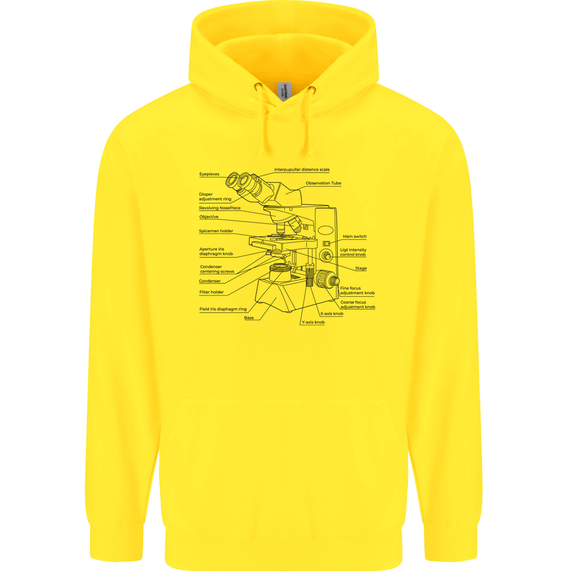 Microscope Biology Science Childrens Kids Hoodie Yellow