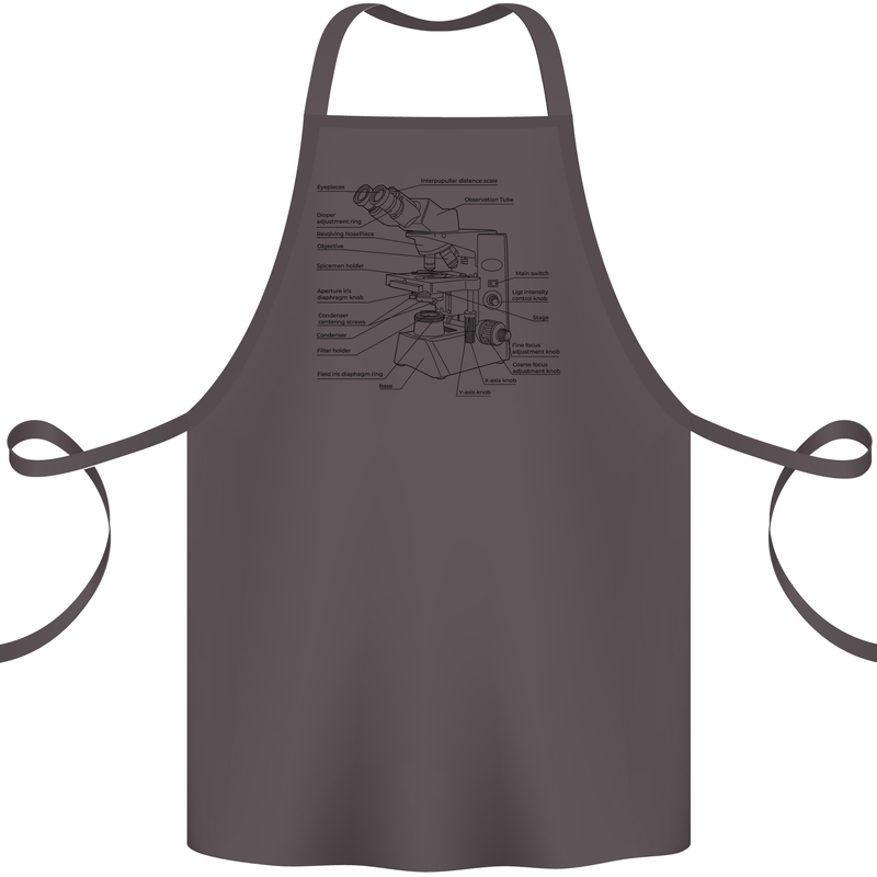 Microscope Biology Science Cotton Apron 100% Organic Dark Grey