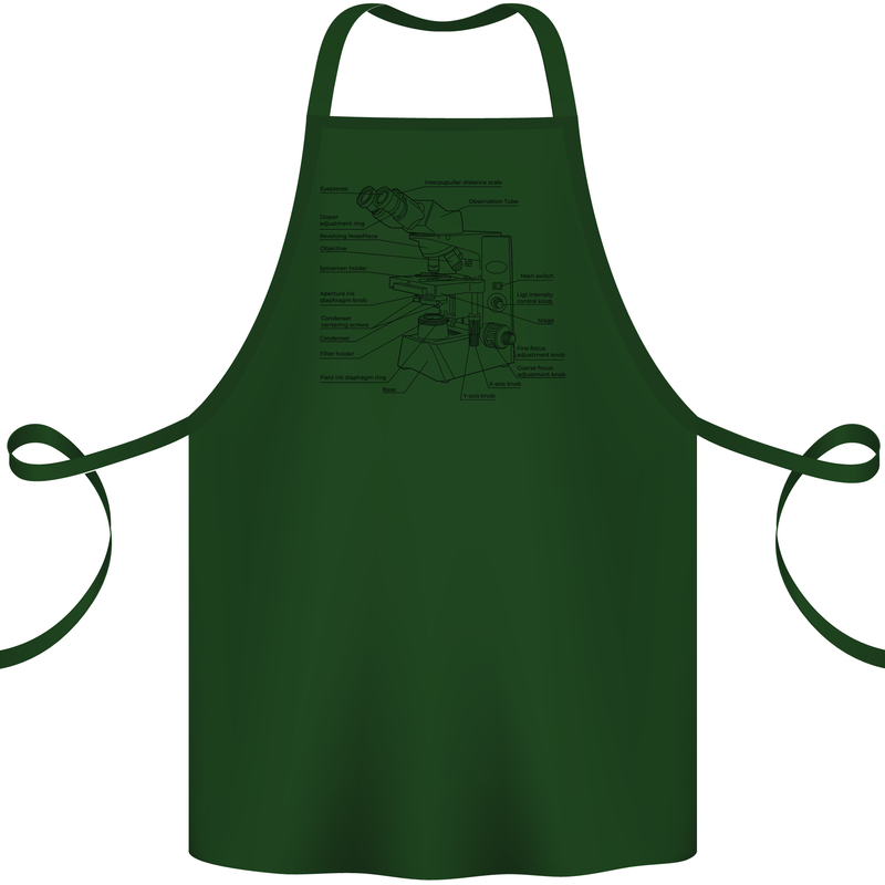 Microscope Biology Science Cotton Apron 100% Organic Forest Green