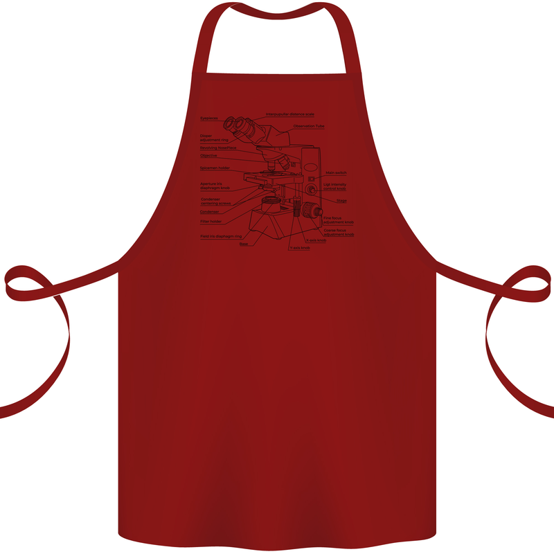 Microscope Biology Science Cotton Apron 100% Organic Maroon