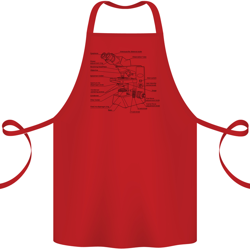 Microscope Biology Science Cotton Apron 100% Organic Red
