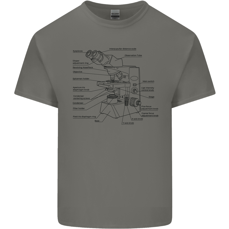 Microscope Biology Science Kids T-Shirt Childrens Charcoal