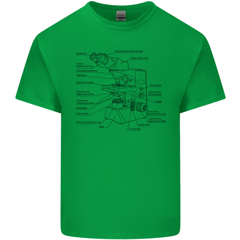 Microscope Biology Science Kids T-Shirt Childrens Irish Green