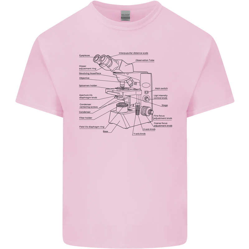 Microscope Biology Science Kids T-Shirt Childrens Light Pink