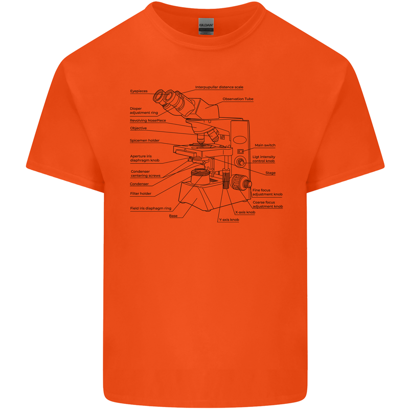 Microscope Biology Science Kids T-Shirt Childrens Orange