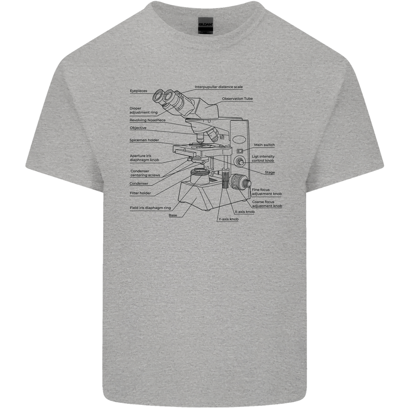 Microscope Biology Science Kids T-Shirt Childrens Sports Grey