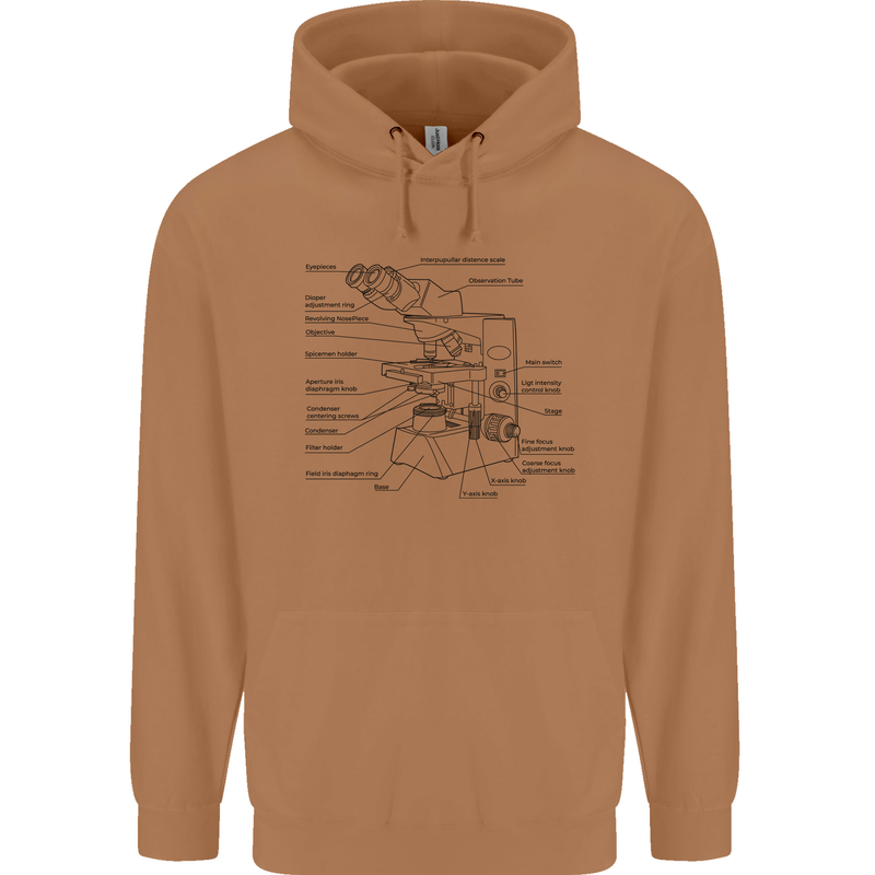 Microscope Biology Science Mens 80% Cotton Hoodie Caramel Latte