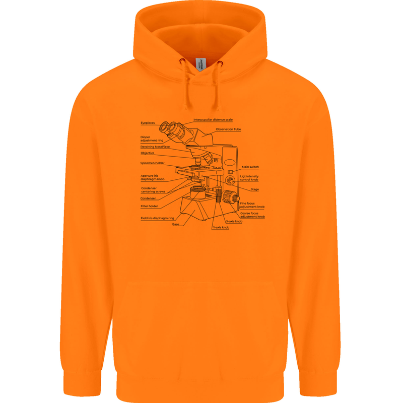 Microscope Biology Science Mens 80% Cotton Hoodie Orange
