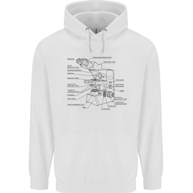 Microscope Biology Science Mens 80% Cotton Hoodie White