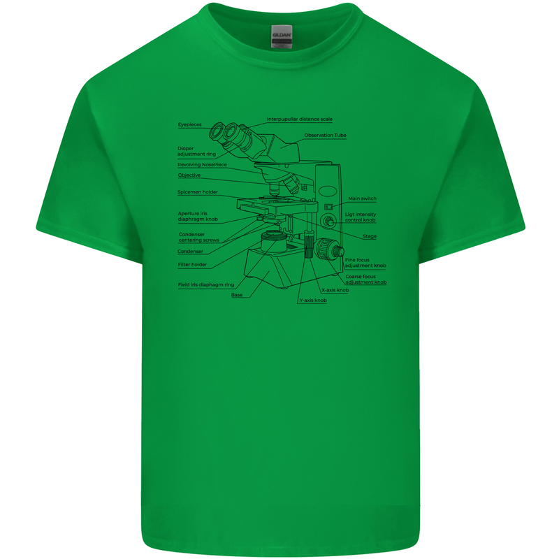 Microscope Biology Science Mens Cotton T-Shirt Tee Top Irish Green