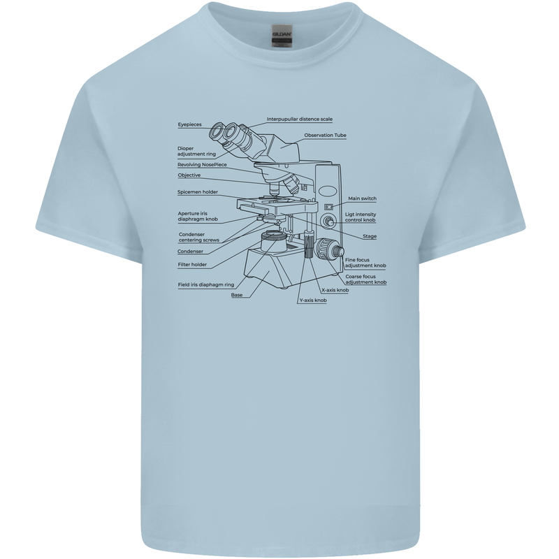 Microscope Biology Science Mens Cotton T-Shirt Tee Top Light Blue