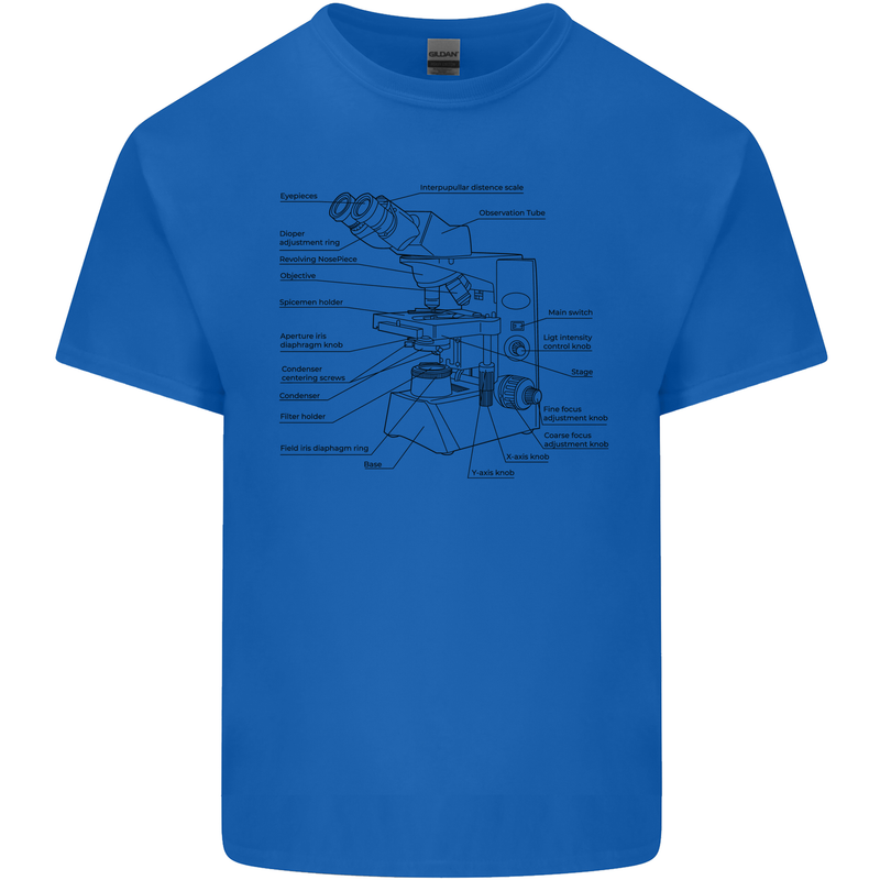 Microscope Biology Science Mens Cotton T-Shirt Tee Top Royal Blue