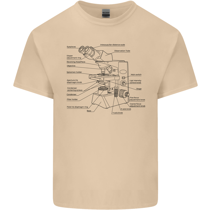 Microscope Biology Science Mens Cotton T-Shirt Tee Top Sand