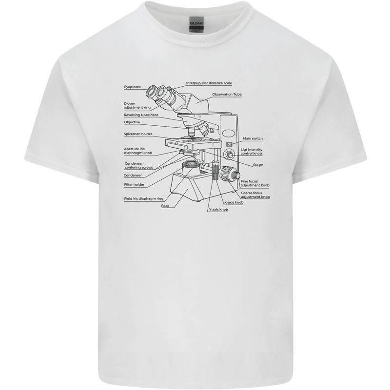 Microscope Biology Science Mens Cotton T-Shirt Tee Top White