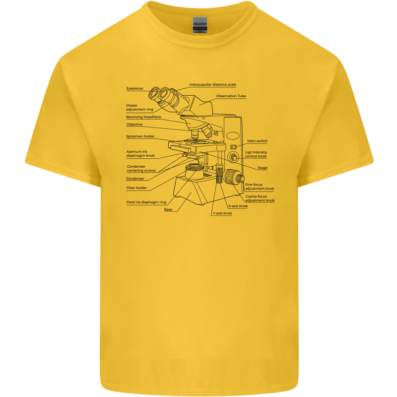 Microscope Biology Science Mens Cotton T-Shirt Tee Top Yellow