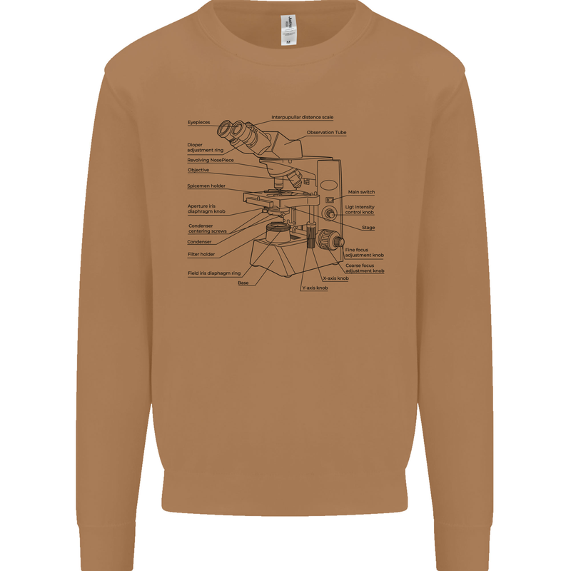 Microscope Biology Science Mens Sweatshirt Jumper Caramel Latte