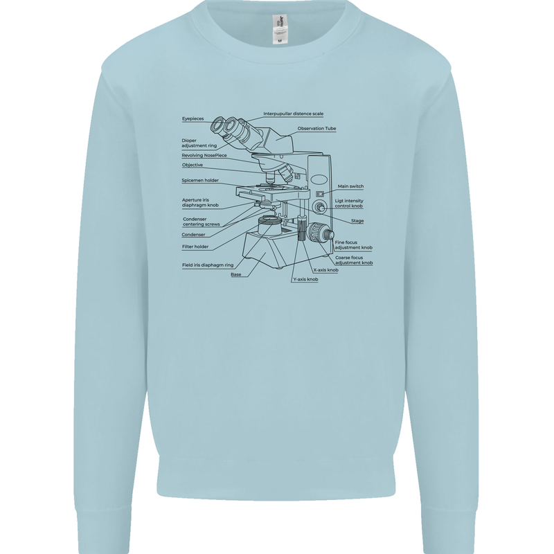 Microscope Biology Science Mens Sweatshirt Jumper Light Blue