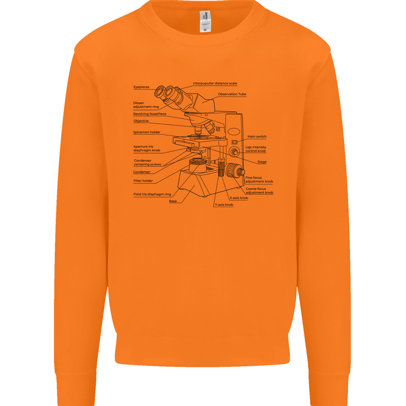 Microscope Biology Science Mens Sweatshirt Jumper Orange