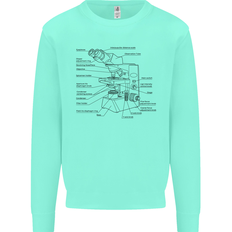 Microscope Biology Science Mens Sweatshirt Jumper Peppermint