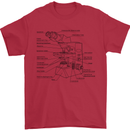 Microscope Biology Science Mens T-Shirt Cotton Gildan Red