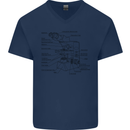 Microscope Biology Science Mens V-Neck Cotton T-Shirt Navy Blue