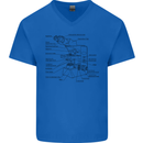 Microscope Biology Science Mens V-Neck Cotton T-Shirt Royal Blue
