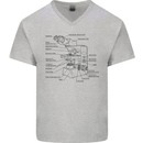 Microscope Biology Science Mens V-Neck Cotton T-Shirt Sports Grey