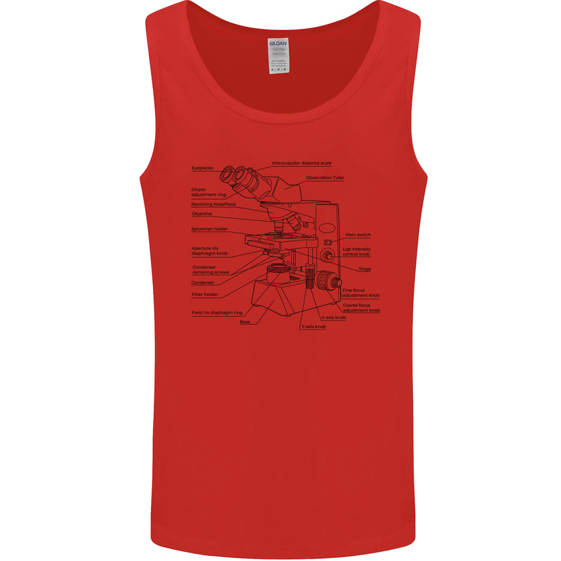 Microscope Biology Science Mens Vest Tank Top Red