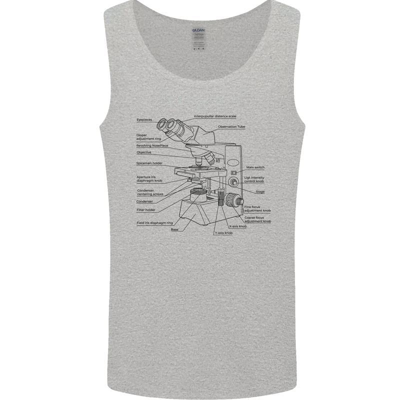 Microscope Biology Science Mens Vest Tank Top Sports Grey