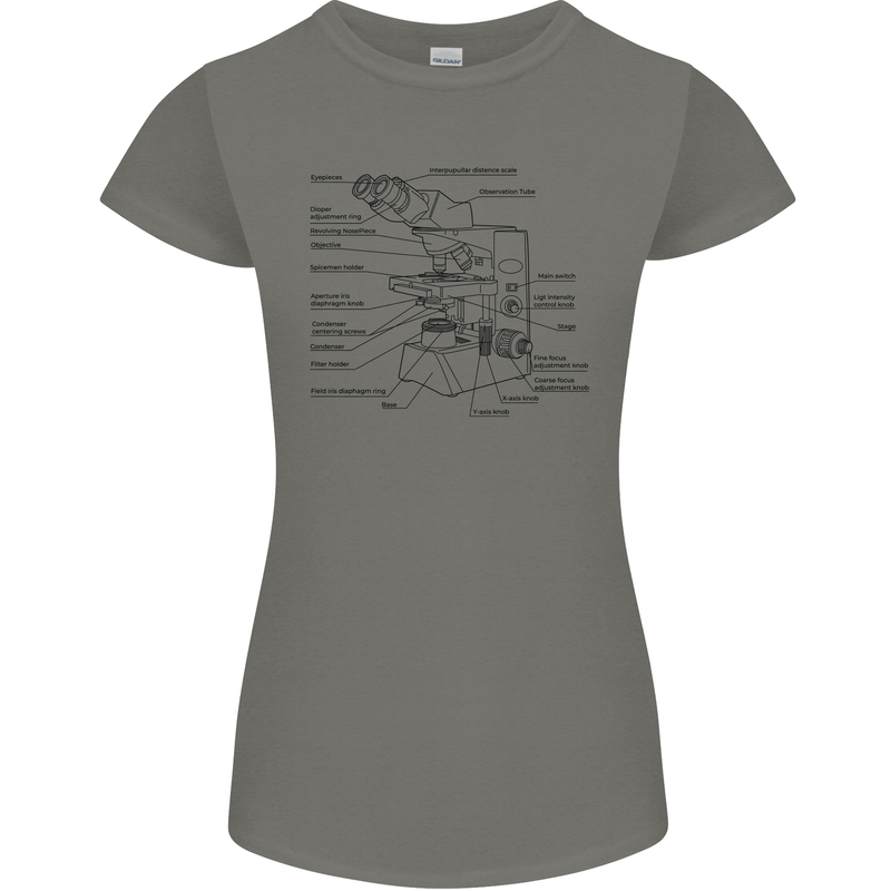 Microscope Biology Science Womens Petite Cut T-Shirt Charcoal