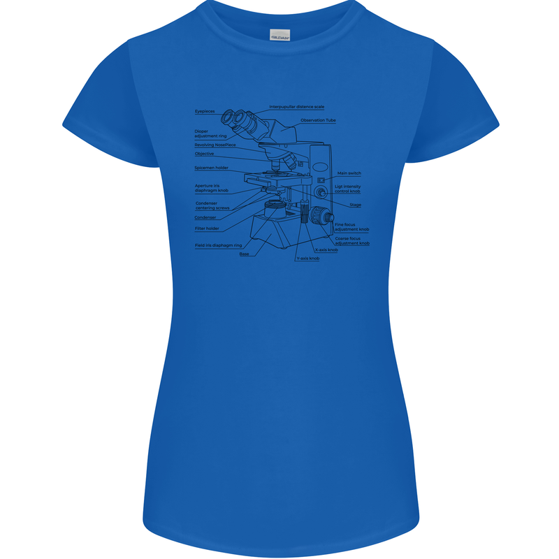 Microscope Biology Science Womens Petite Cut T-Shirt Royal Blue