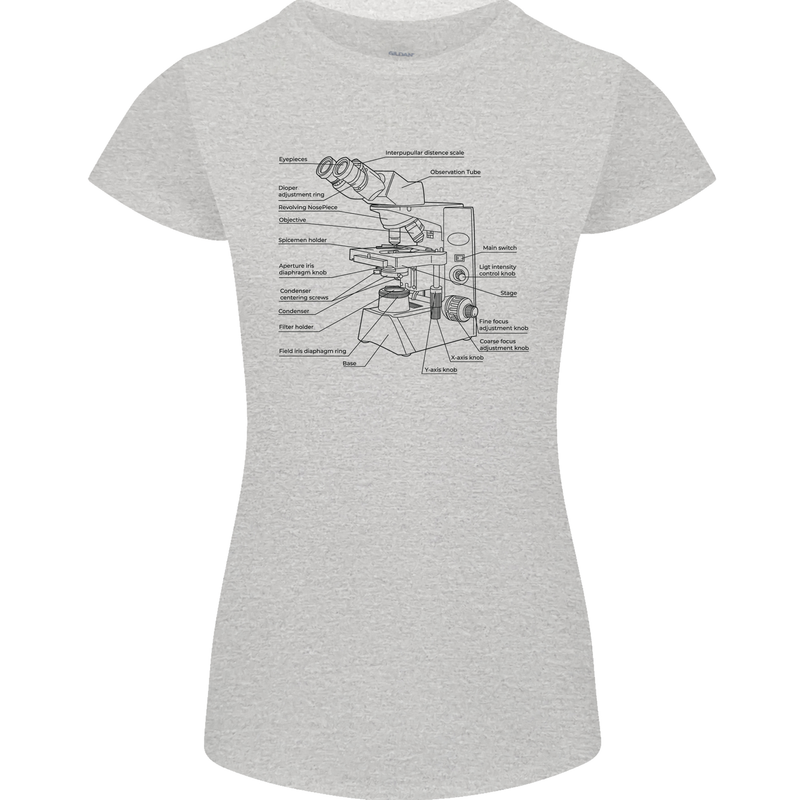 Microscope Biology Science Womens Petite Cut T-Shirt Sports Grey