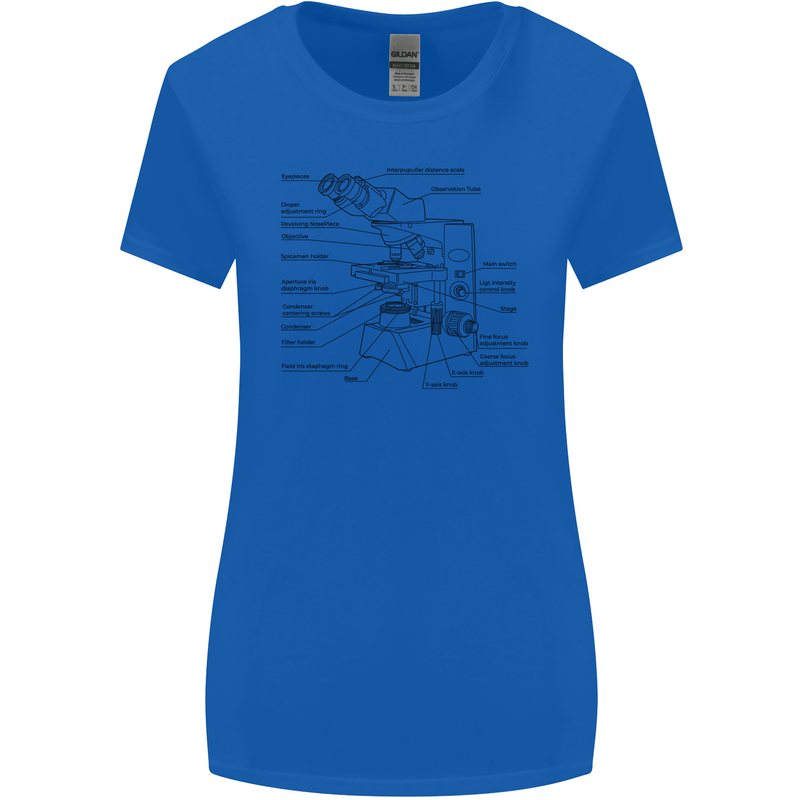 Microscope Biology Science Womens Wider Cut T-Shirt Royal Blue