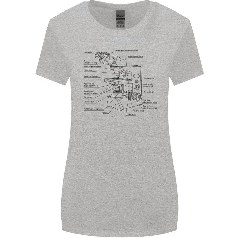 Microscope Biology Science Womens Wider Cut T-Shirt Sports Grey