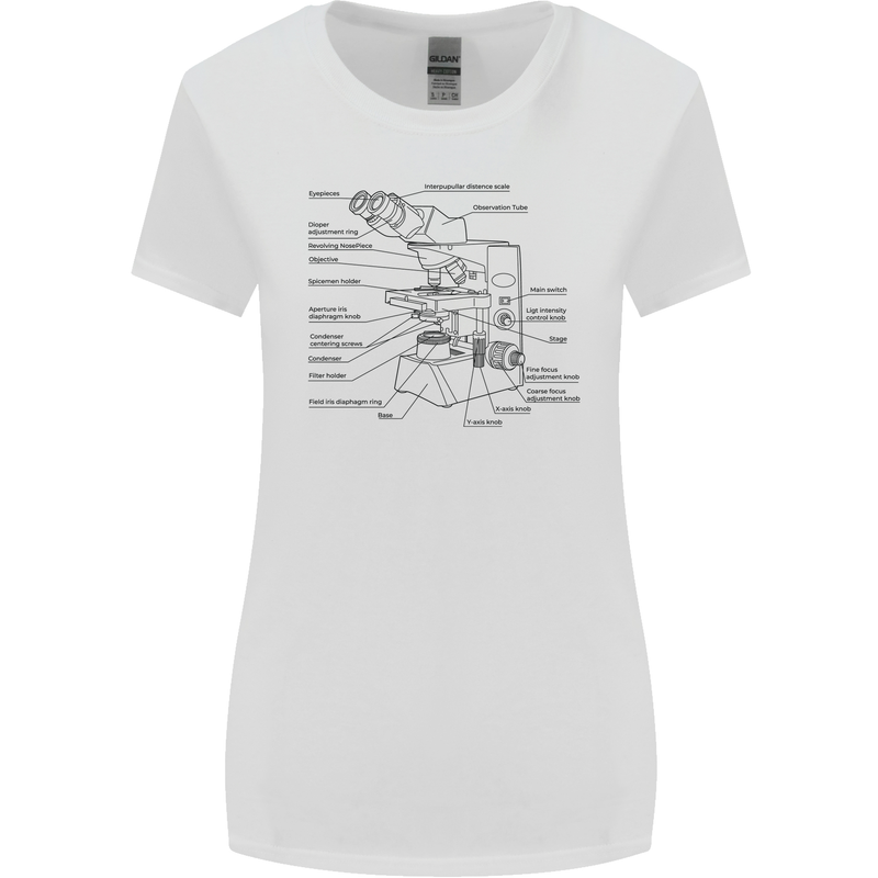 Microscope Biology Science Womens Wider Cut T-Shirt White