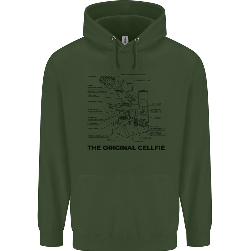 Microscope Original Sellfie Funny Biology Childrens Kids Hoodie Forest Green